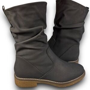 DREAM PAIRS Women's Mid Calf Combat Riding Winter Boots Ruched sz 5.5 US NEW
